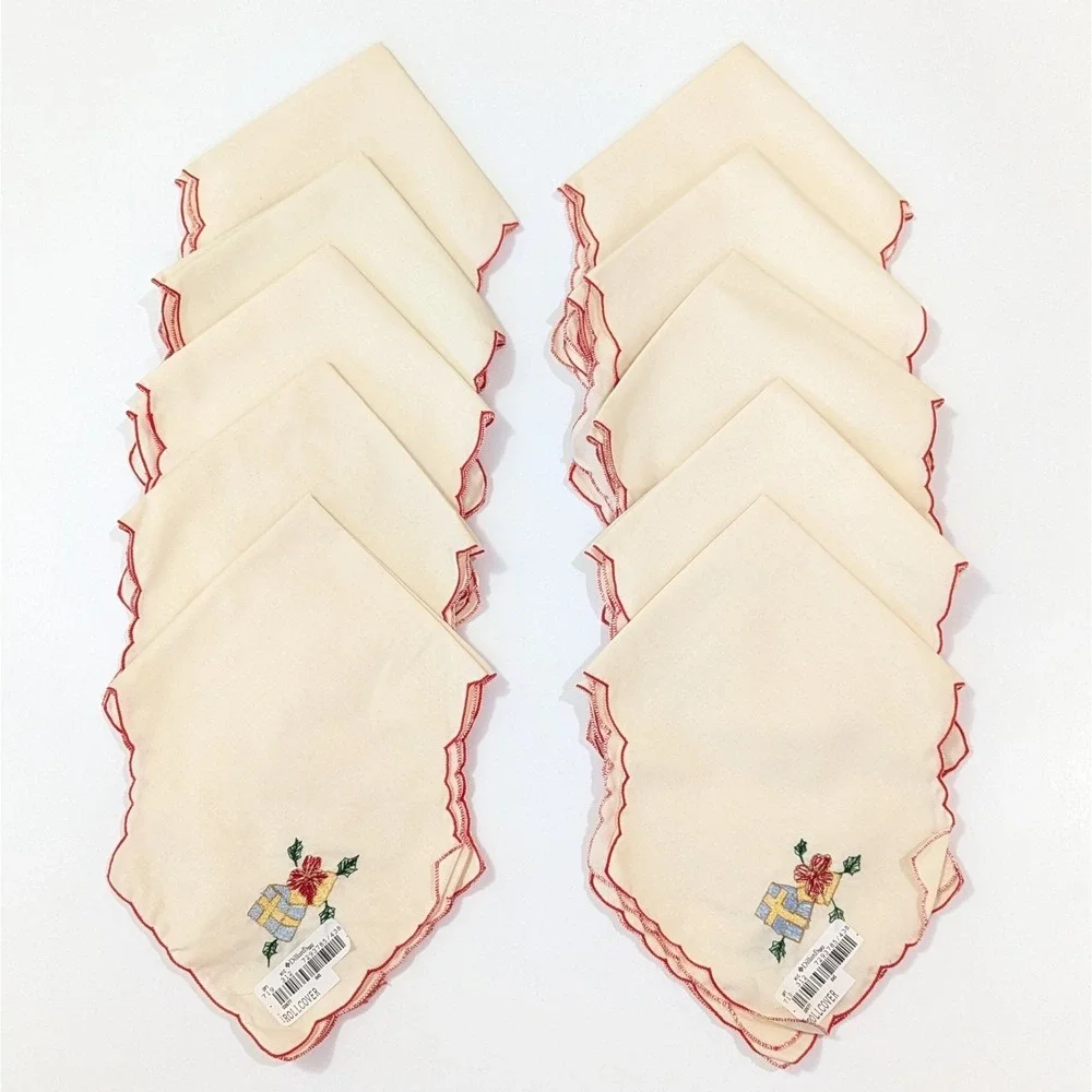 (Lot of 10) Vintage Christmas Bread Basket Liners Roll Cover Bun Warmer Cloth
